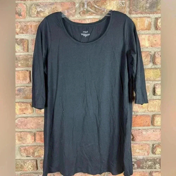 J Jill Luxe Supima Ballet Sleeve Tunic Top Black M - Picture 1 of 2